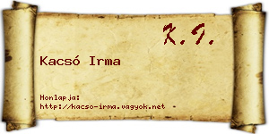 Kacsó Irma névjegykártya