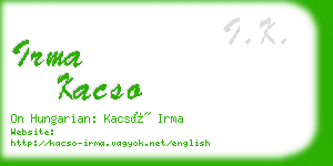 irma kacso business card